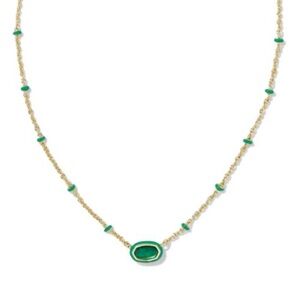 Kendra Scott Mini Elisa Enamel Frame Short Pendant Necklace in Emerald Illusion